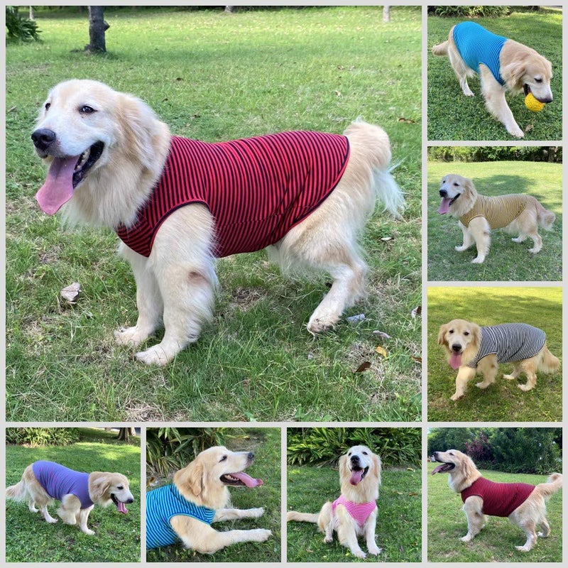 LEVIBASIC Dog Shirts Cotton Striped T-Shirts, Breathable Basic Vest for Puppy and Cat, Super Soft Stretchable Doggy Tee Tank Top Sleeveless, Fashion & Cute Color for Boys and Girls (XL, Black+Red) - Image 4